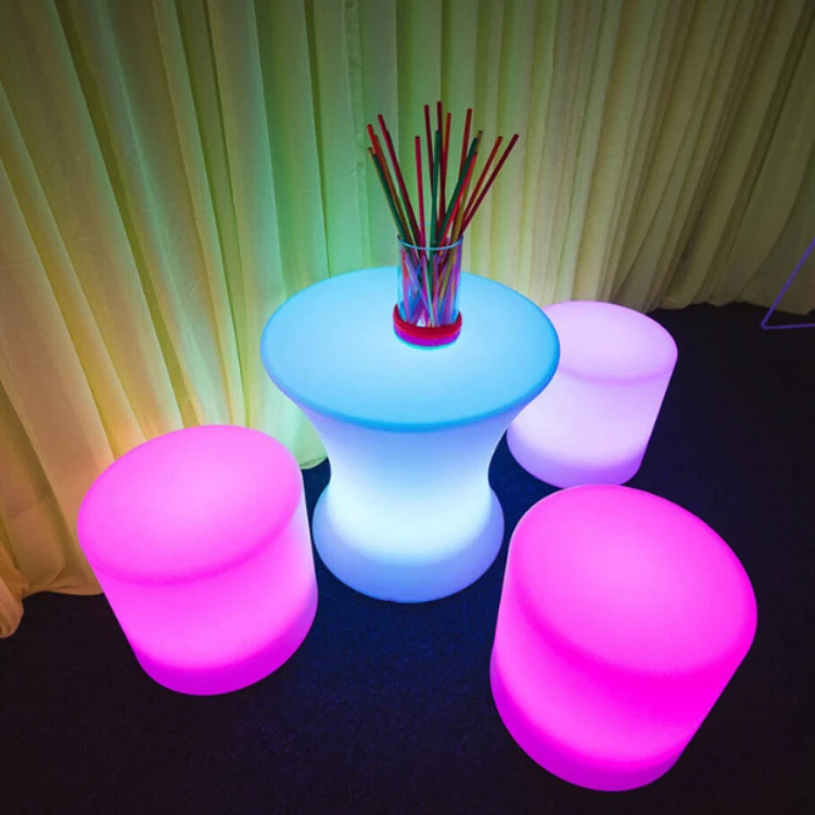Luminous Round Seat Glowing RGB Night Lamp Decor Bedroom Shoe Stools Hotel Courtyard Lawn Colorful Cylindrical Stool