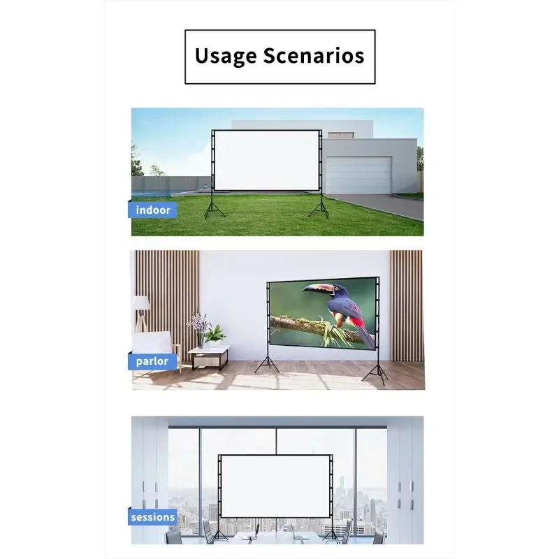 100/120/150 inch outdoor indoor portable and foldable projector projection screen tripod stand for meeting room
