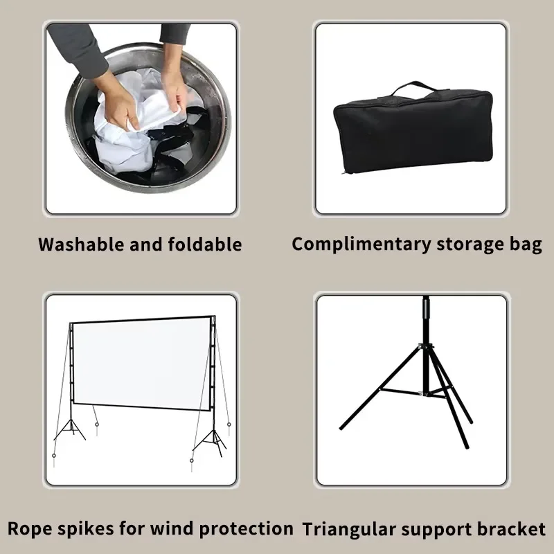 100/120/150 inch outdoor indoor portable and foldable projector projection screen tripod stand for meeting room