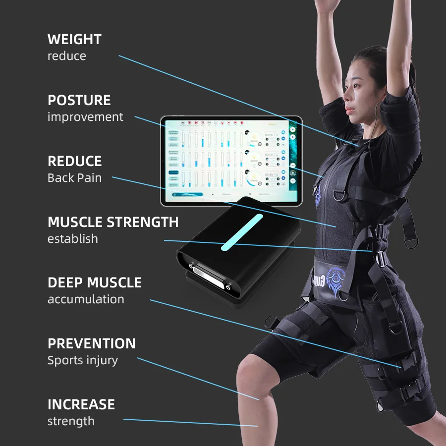 Gugeer Wireless EMS Fitness Suit Full Body Electrosti Training Equipment for Gym & Home Adjustable Elastic Design