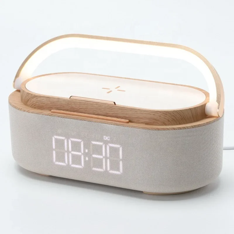 Smart Wireless Charging Night Light Dimmable Desk Lamp with Small Speaker - Multi-Function Table Lamp for Office And Home