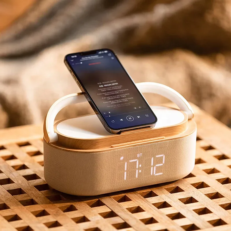 Smart Wireless Charging Night Light Dimmable Desk Lamp with Small Speaker - Multi-Function Table Lamp for Office And Home