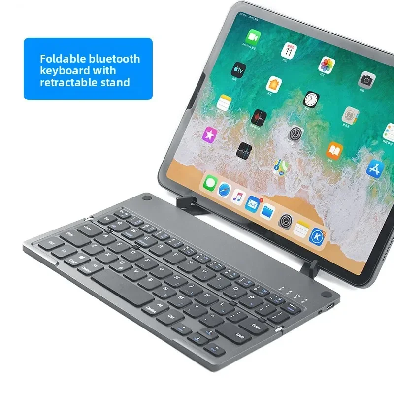 Portable two-fold wireless bluetooth keyboard ultra-thin mini mobile phone computer tablet with bracket office universal