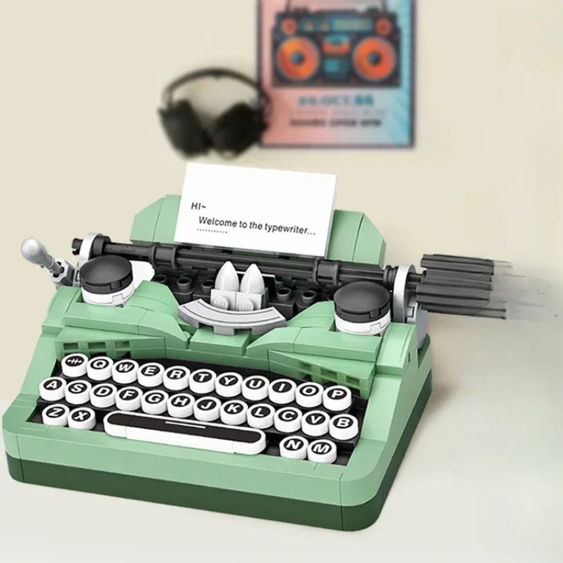Vintage typewriter, mini keyboard, small particle assembly block, high difficulty toy Hot sales