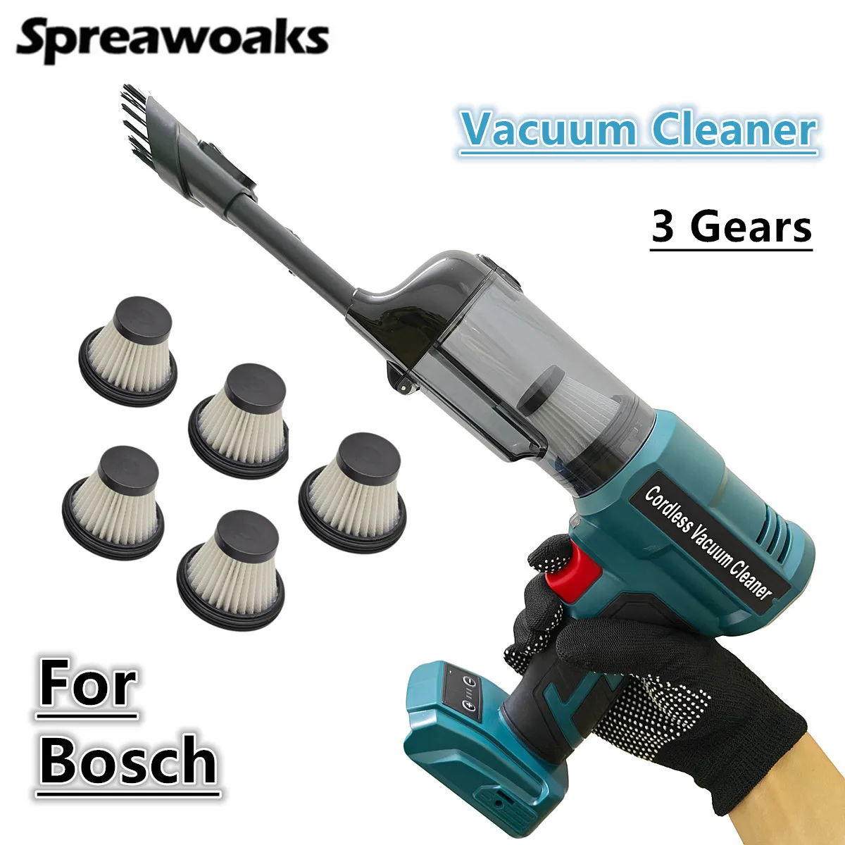 For Bosch 18V Battery Cordless Vacuum Cleaner 3 Gears Brushless Motor 240W Electric Portable Vacuum Tools For Floor Carpet Car