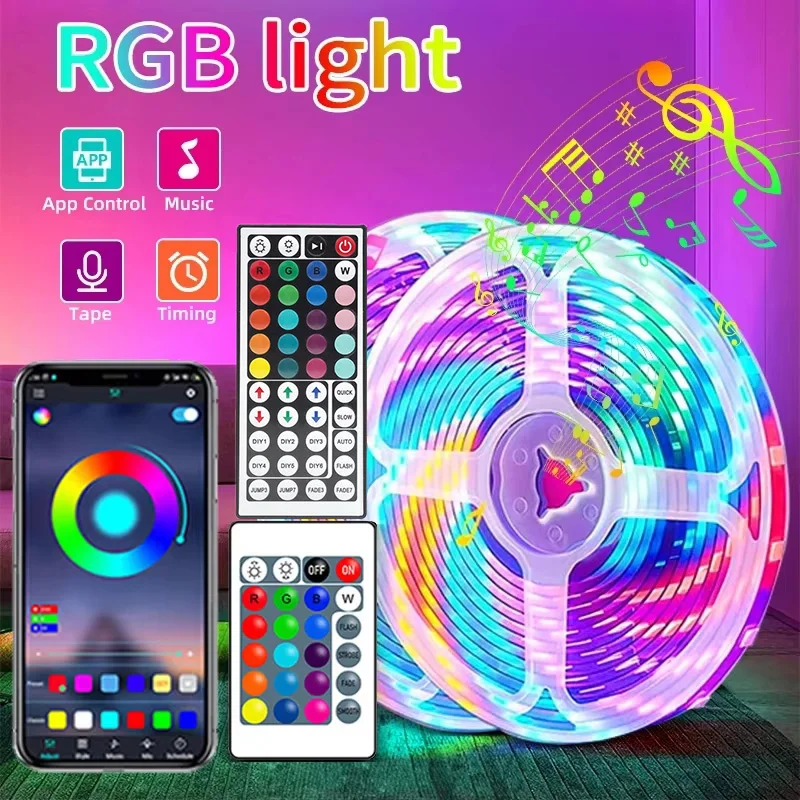 USB RGB LED Strip Light Christmas 5V 5050 Flexible Ribbon Tape Lamp Remote App Control Music Sync Backlight Room Decorations