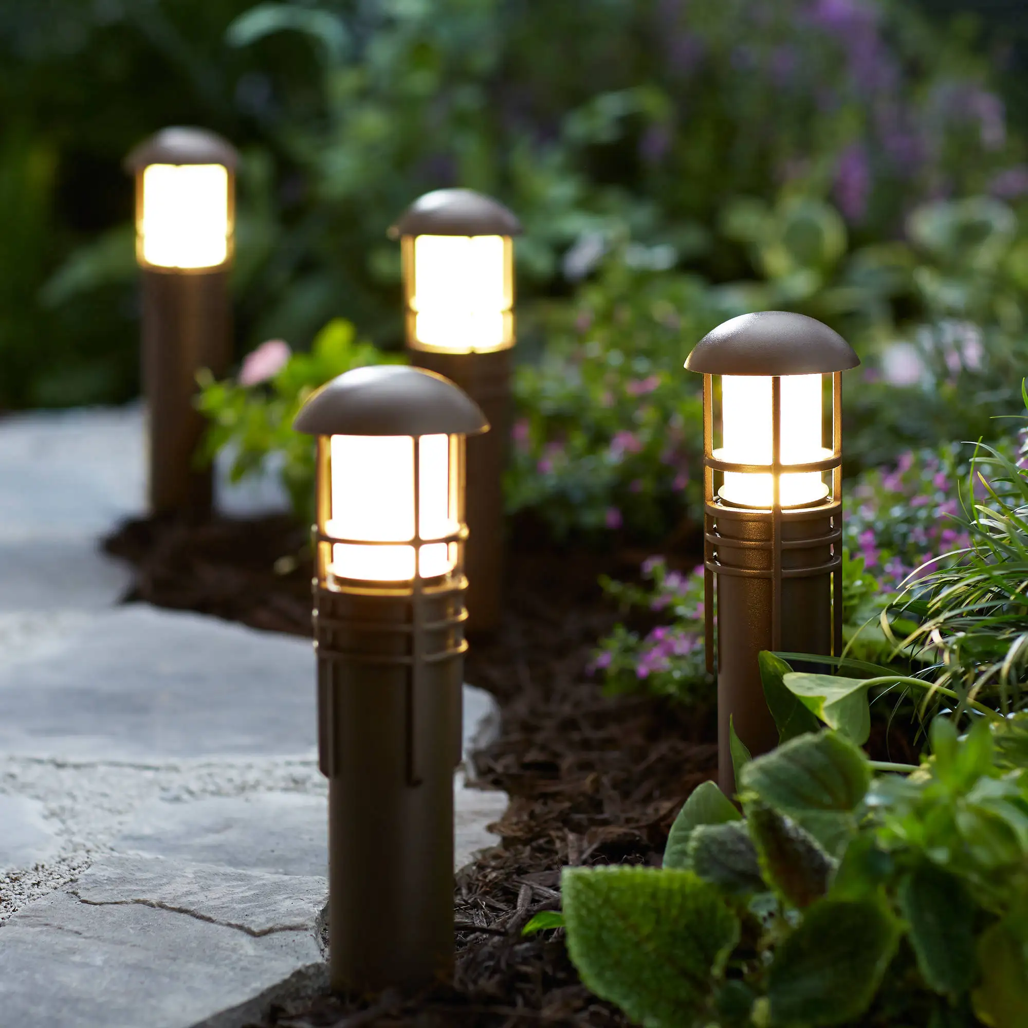QACA 12V 3W Low Voltage LED Pathway Lights IP65 Waterproof Spike Mushroom Outdoor Lawn Lamps for Garden Yard Landscape Lighting
