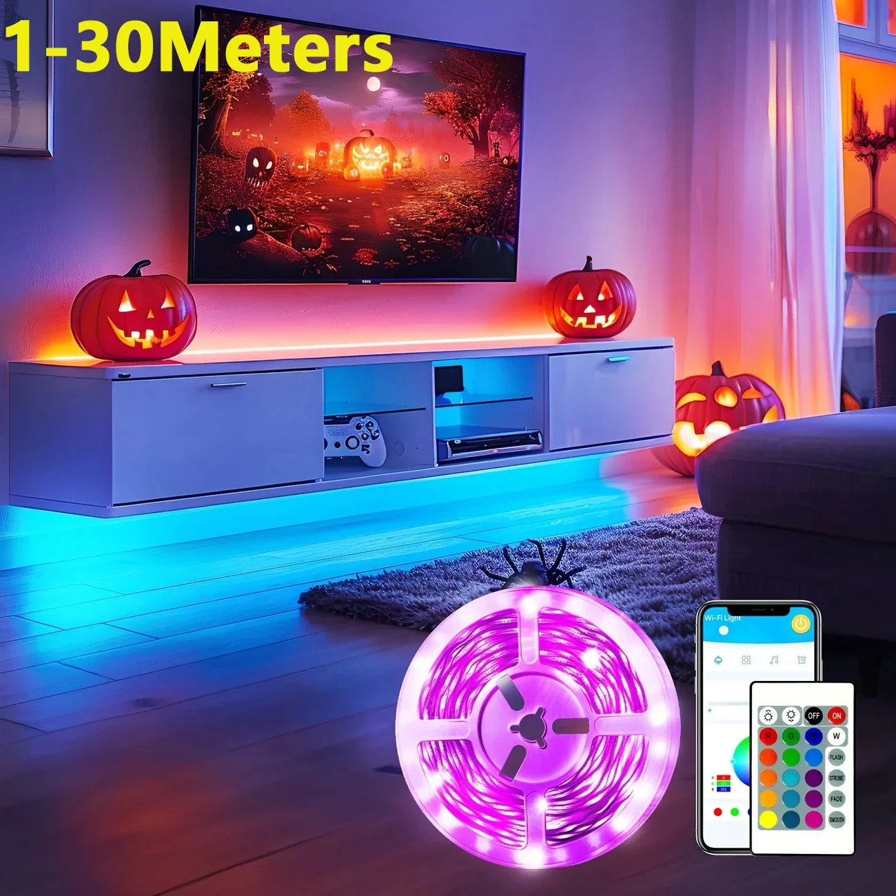 1-30m Smart RGB LED Strip Lights Tape Ribbon USB Bluetooth SMD5050 Music Sync Color Changing Remote App Control game Room Party