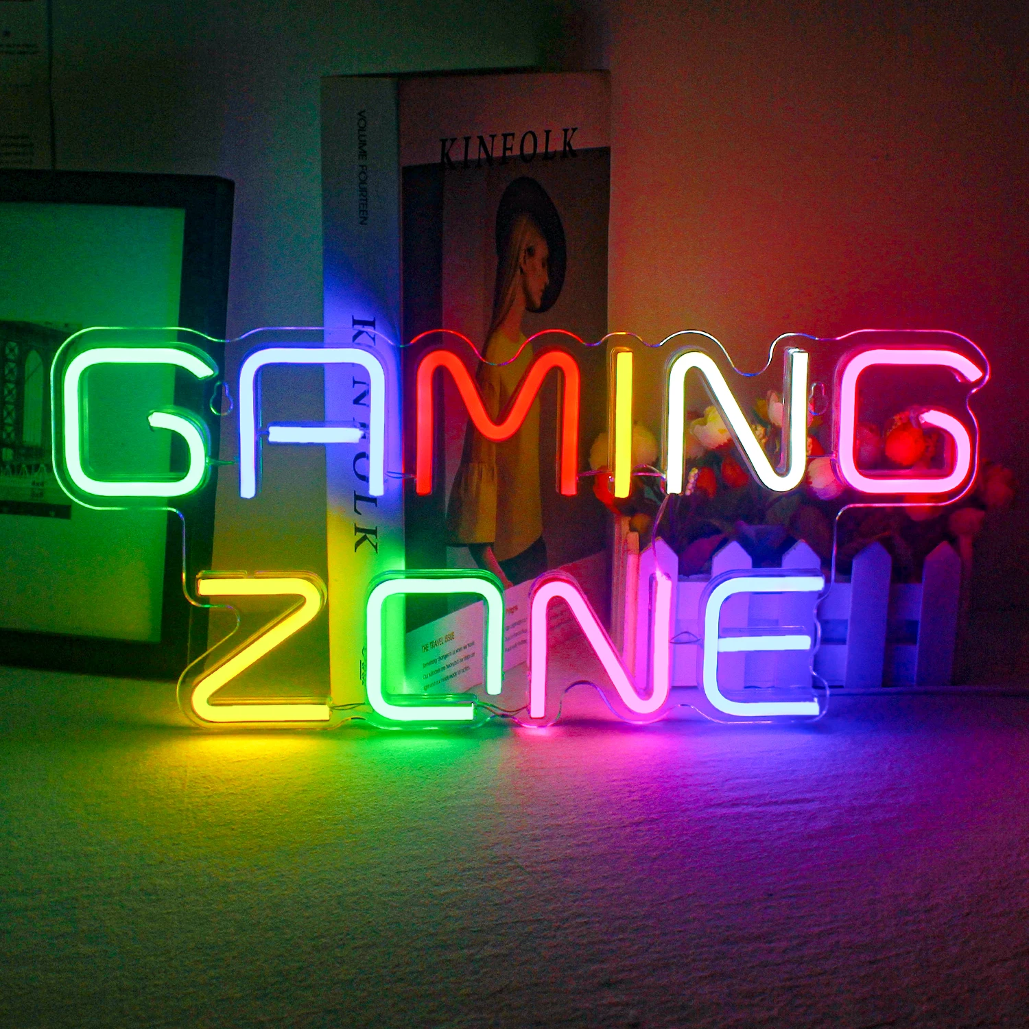 Gaming Zone Neon Led Sign for Wall Decor Game Neon Lights Signs with USB Powered for Game Room Bedroom Gifts Gamer (Multicolour)