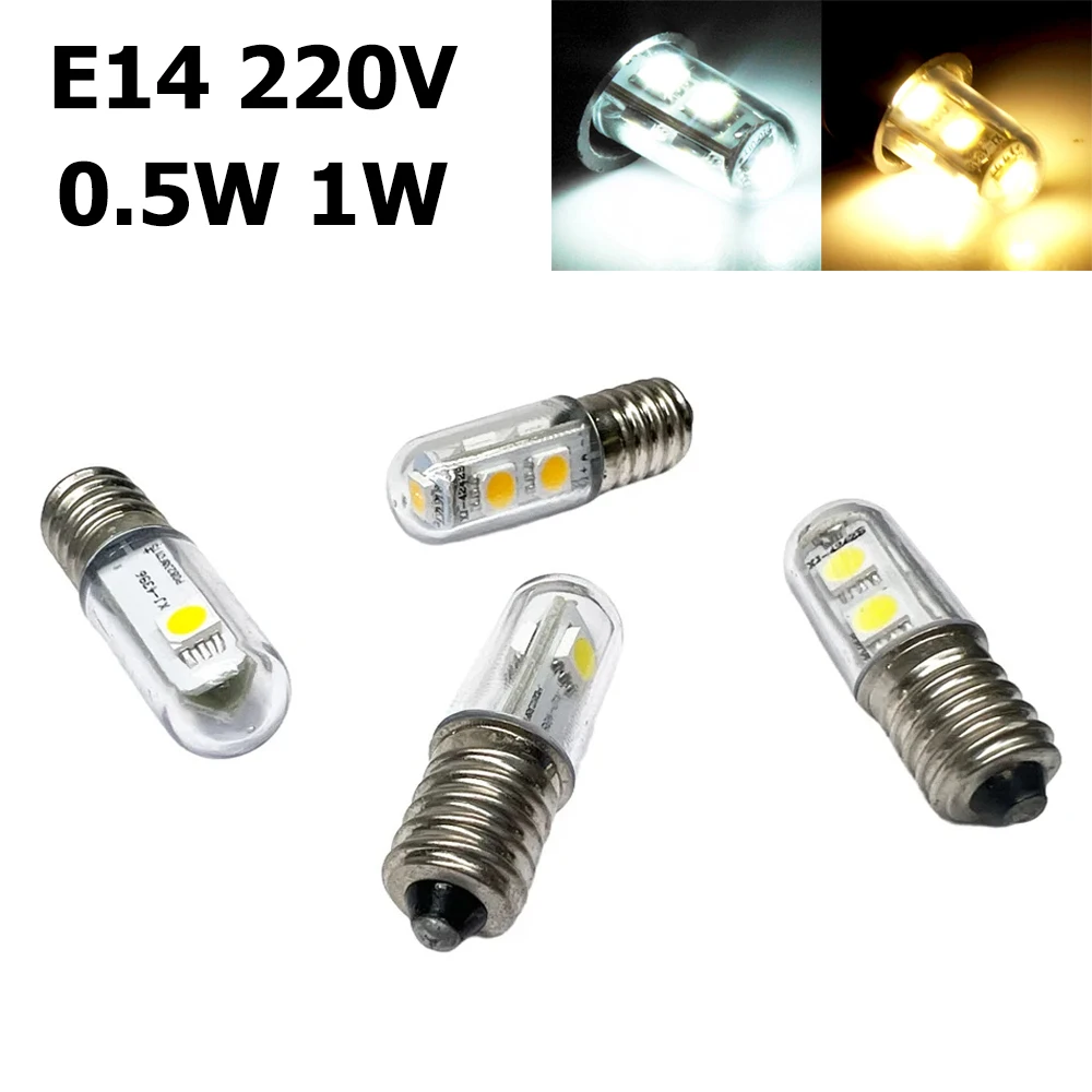 T15 E14 LED Freezer Bulb 0.5W 1W Refrigerator Indicator Lamp AC 220V Warm/Cool White Mini Light Bulb for Home Microwave Oven