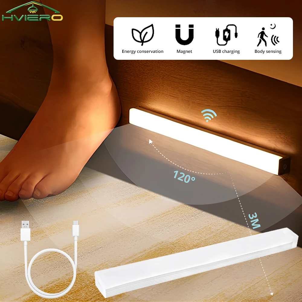 Usb Rechargeable Motion Sensor Night Lights For Room Decoration Home Closet Kitchen Cabinet Aisle Lighting Touch Sensing Lamps