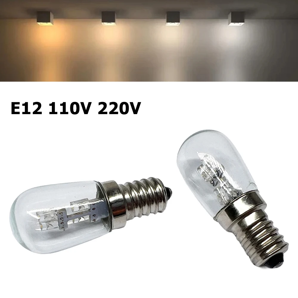 Mini LED Refrigerator Lamp E12 Screw Base 2W Light Bulb Warm/Cool White 3000-6000K LED Lamp for Home Microwave Oven 110V 220V