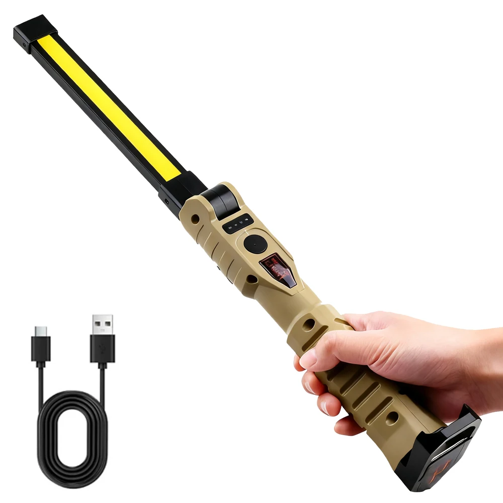 Foldable Rechargeable COB LED Work Light with Magnet Handheld Flashlight Lamp Torch 7 Modes for Car Repair Home Garage Emergency
