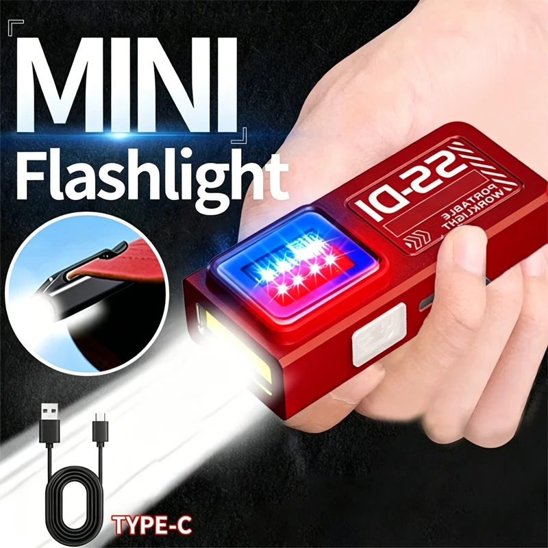 1/2PCS Mini COB LED Flashlight USB Rechargeable Powerful Work Light with Clip Magnet Waterproof EDC Camping Walking Pocket Lamp