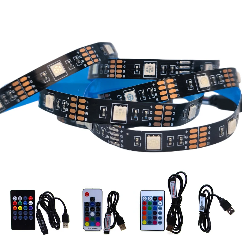 DC 5V RGB LED Strip USB Light Not Waterproof SMD 5050 0.5- 5M 5 V Volt TV PC Led Strip Light USB RGB Tape With Remote Controller