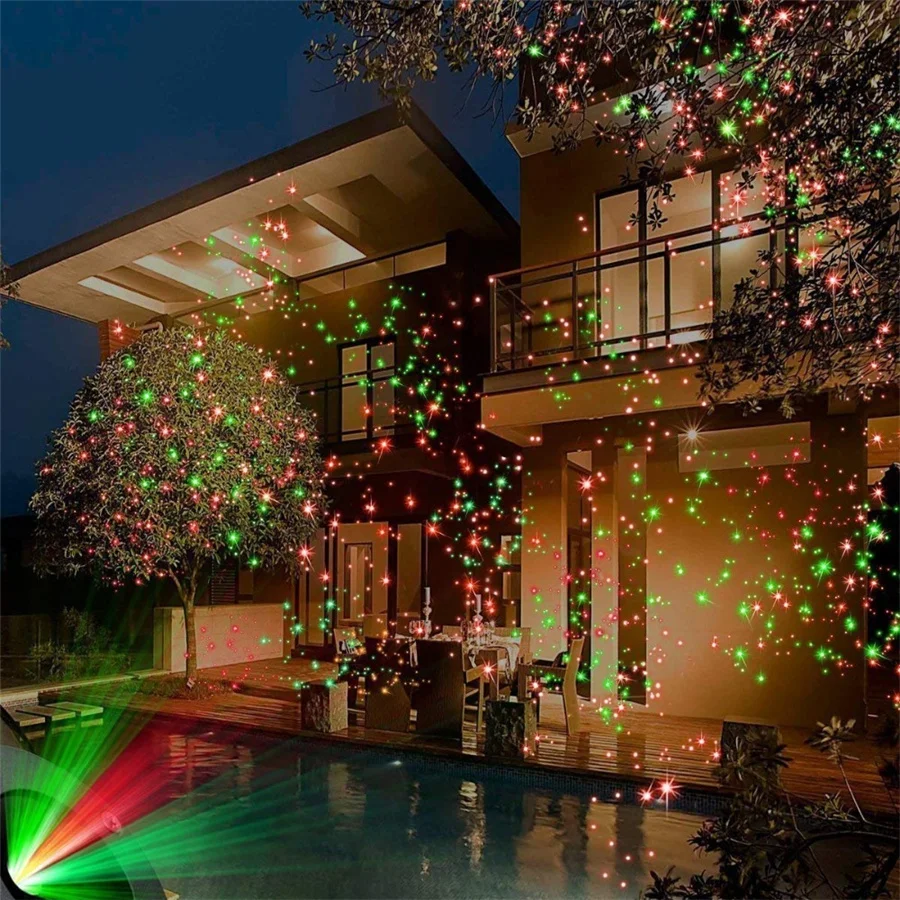New Outdoor Red Green Holiday Projection Light Christmas Laser Show Garden Full Sky Star Laser LED Disco Ball Stage Lawn Lamps