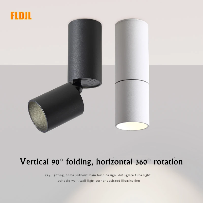 Dimmable led surface mounted spotlight 7W/12W foldable ceiling downlight home lighting COB high display AC85V~265V