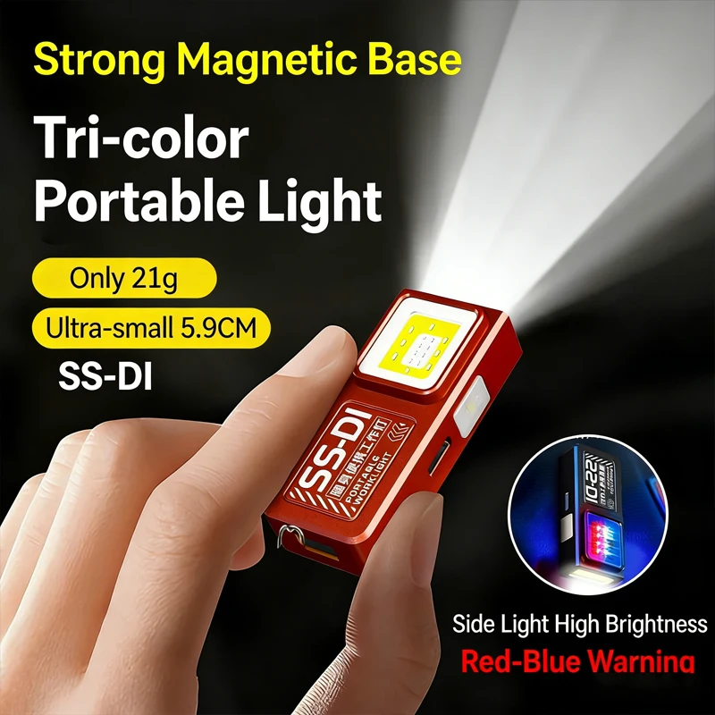 Mini COB LED Portable Flashlight USB Rechargeable Powerful Work Light with Clip Magnet Waterproof Camping Walking Pocket Lamp