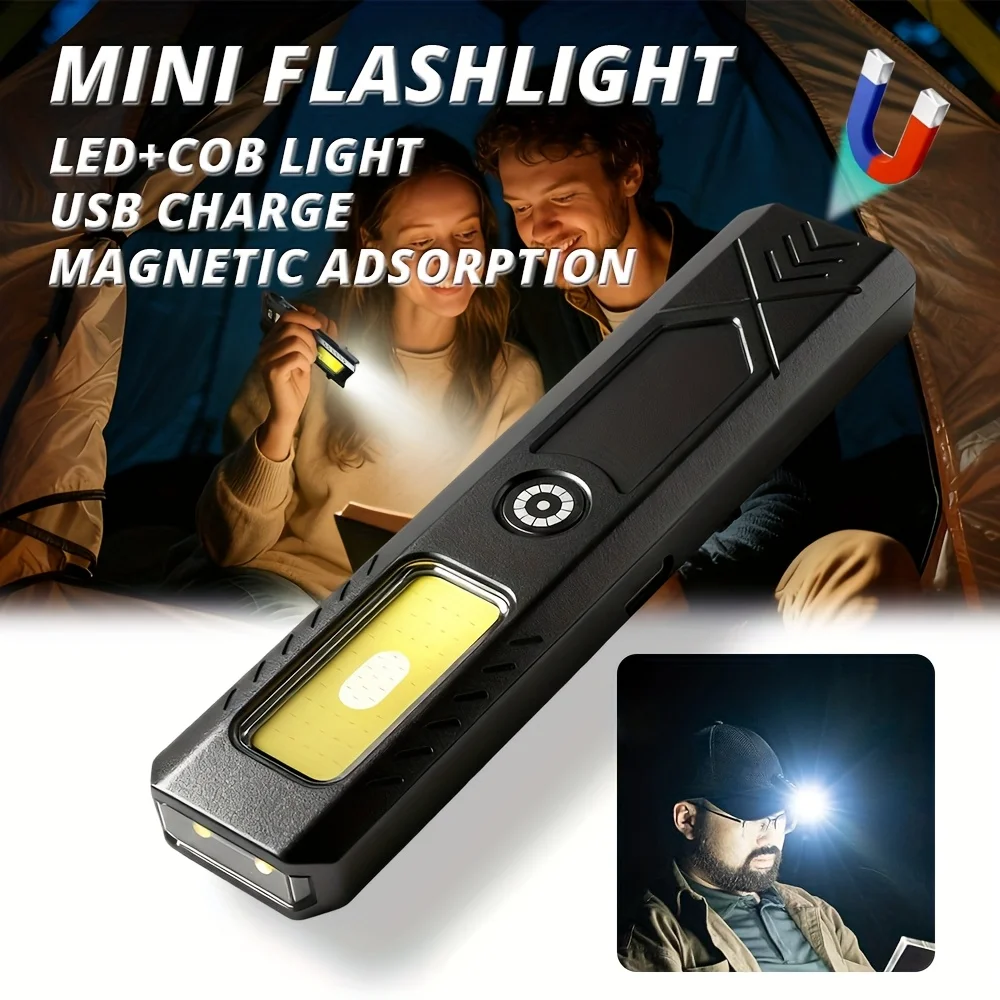 LED Keychain Flashlight Type C Rechargeable 550LM Portable Mini Torch Pocket Lantern Flood Work Light With Magnet For Emergency