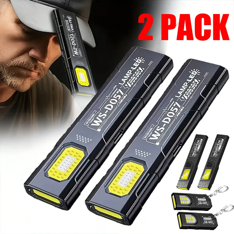Powerful LED COB Flashlight USB Rechargeable Portable Mini Torch Pocket Lantern Outdoor Emergency Camping Work Light With Magnet