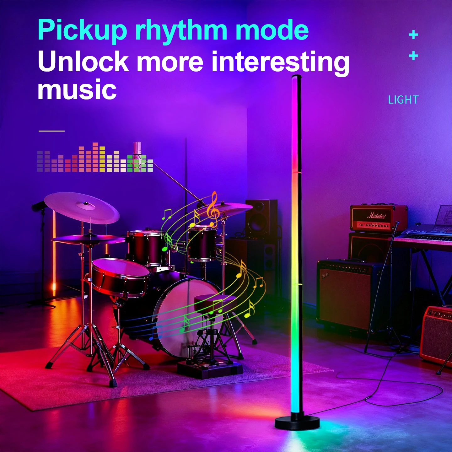 Smart APP Controlled RGB Corner Floor Lamp, Dimmable Modern Ambient Light for Bedroom, Gaming & Living Room Decor