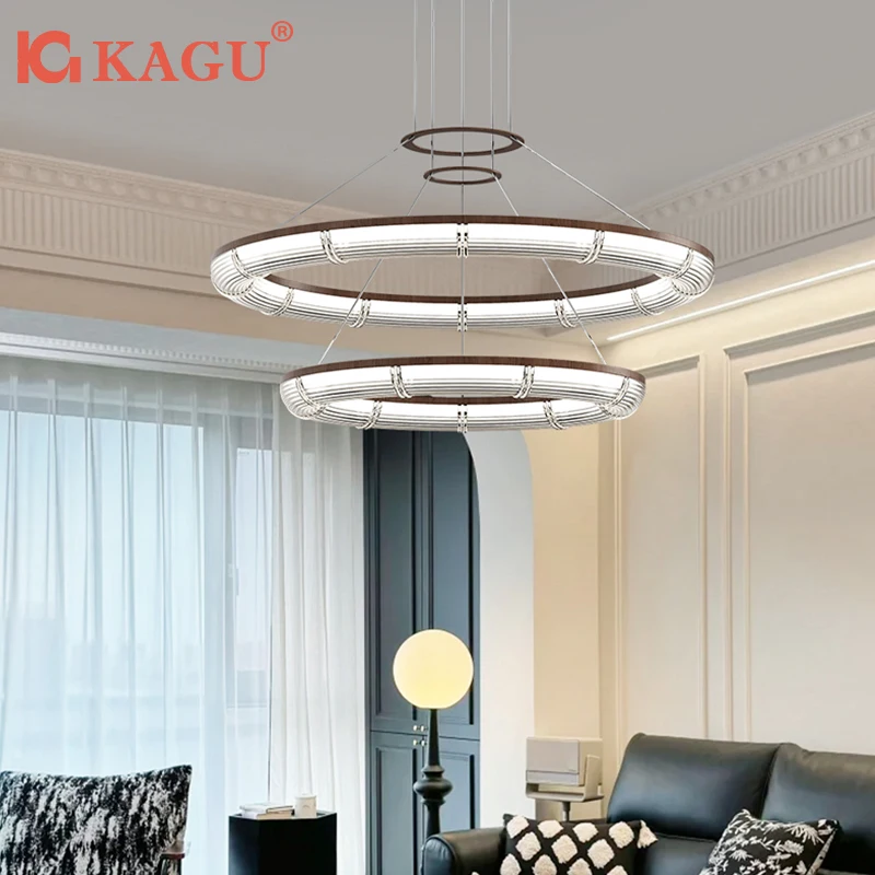 Modern LED Adjustable Pendant Light  Acrylic Ring Hanging Ceiling Lamp For Home Decor Luxurious Chandelier Lighting Fixture
