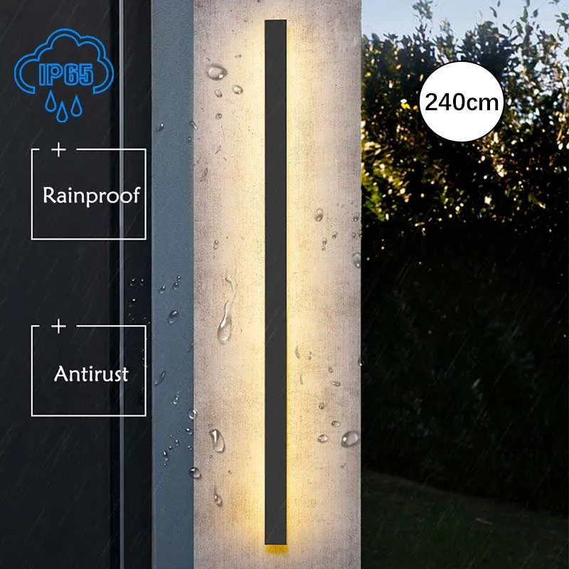 Long strip lamp，Outdoor IP65 waterproof , simple LED wall light suitable for courtyard, villa, gate, garden outdoor decoration