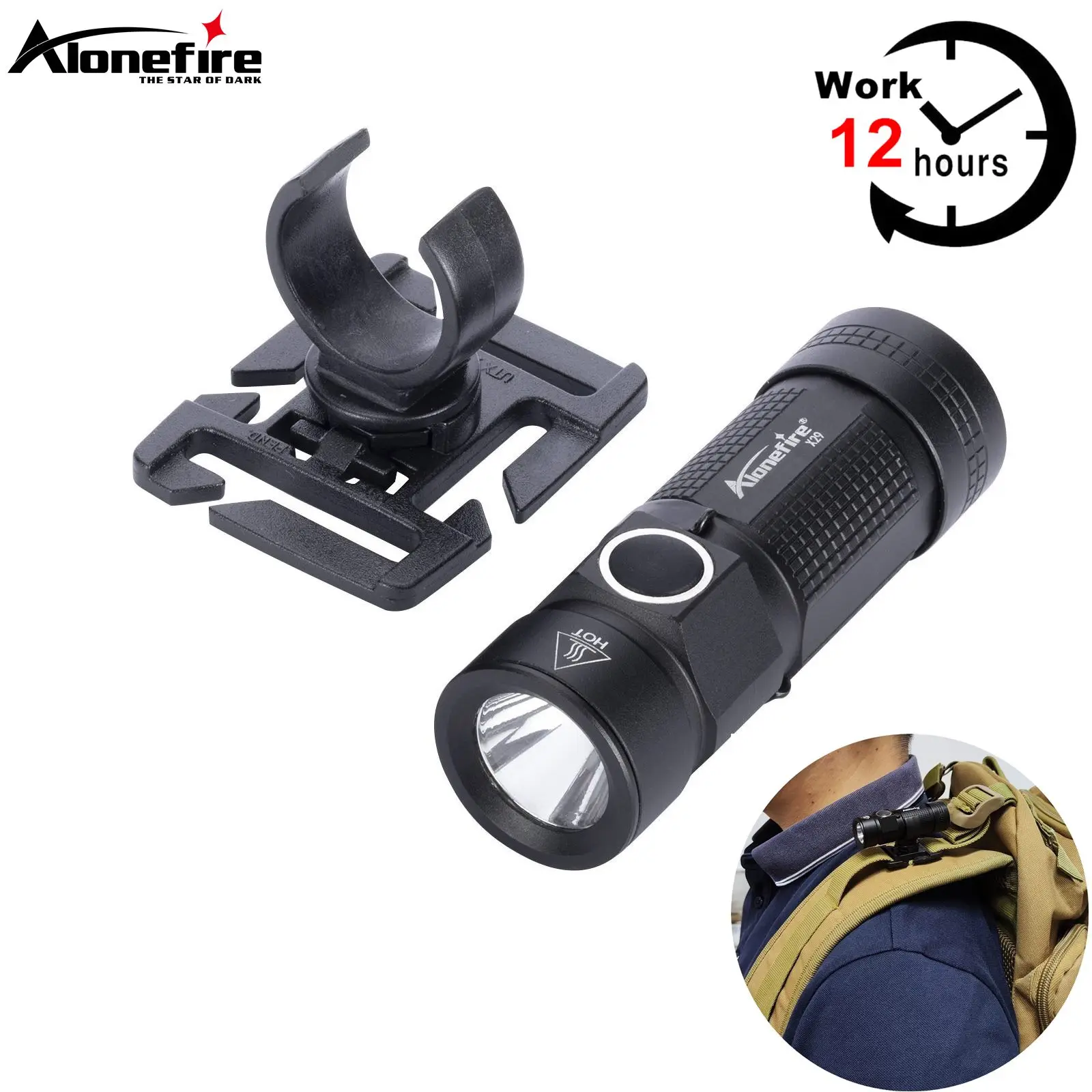 360 Swivel U Ring Clip 12 Hours Work XPG LED Portable Mini Flashlight Outdoor Backpack Hat Pocket Hiking Torch C123A Batter X29