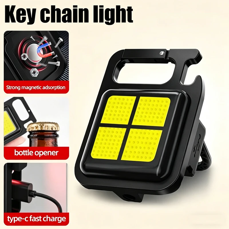COB Flashlight LED Mini Protable Keychain Lamp High Bright Multifunctional Camping Lamp Outdoor Camping Torch Fishing Work Light
