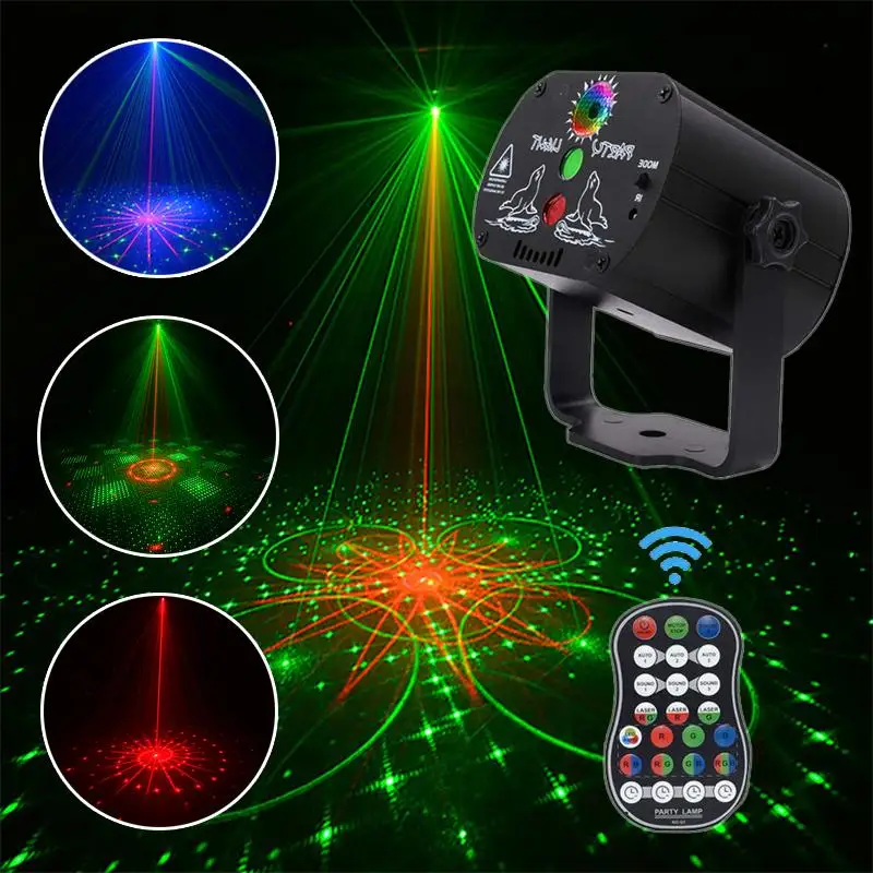 60 Patterns RGB LED Disco Light 5V USB Recharge RGB Laser Projection Lamp Stage Lighting Show for Home Party KTV DJ Dance Floor