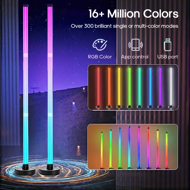 Smart LED Floor Lamp RGB Remote & APP Control Music Sync Corner Lighting Timer Modern Mood Standing Lamp for Living Room Gaming