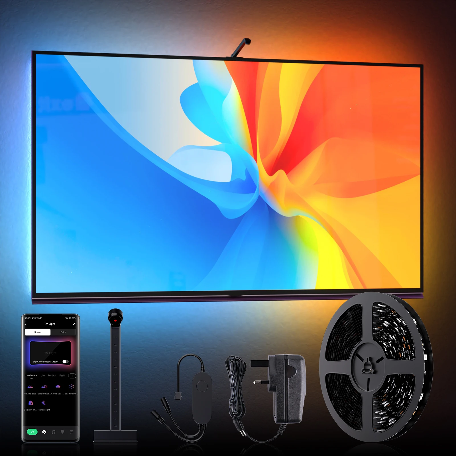 Smart Ambient Lighting TV PC Led Backlight App Camera Sync USB Strip Lights Control Strip Lights Gaming Immersion TV LED Camera