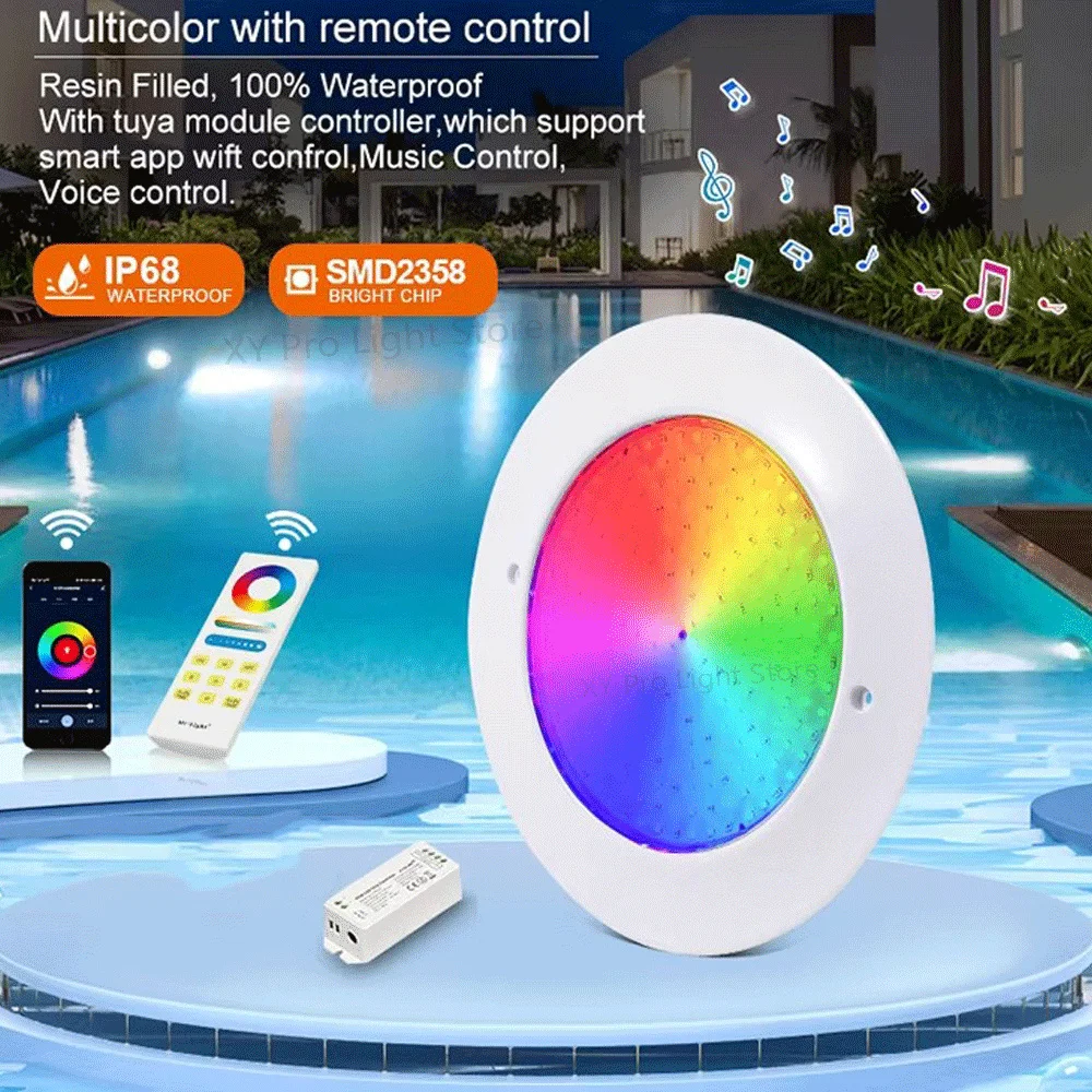 RGB LED Swimming Pool Light 35W Underwater Wall Hanging Without Opening 40W IP68 Outdoor Landscape Lighting APP Remote Control