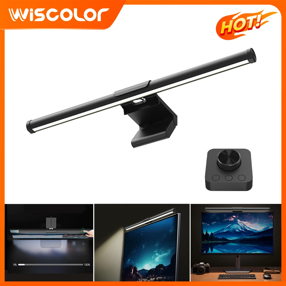 Wiscolor 44CM Eye-Care Screen Hanging Lights Cool LED PC Monitor Light Bar Stepless Dimming For Office Work Study Reading Gaming