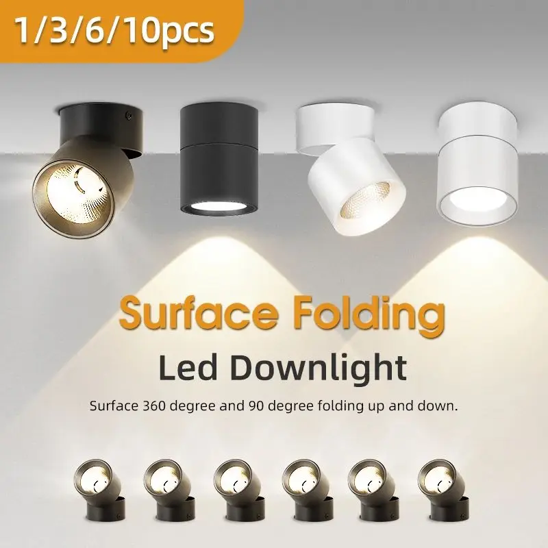 Aluminum Led Track Lights Surface Mounted Foldable Spotlights Adjustable Angle Track Lighting Spot Lights for Home Kitchen Store