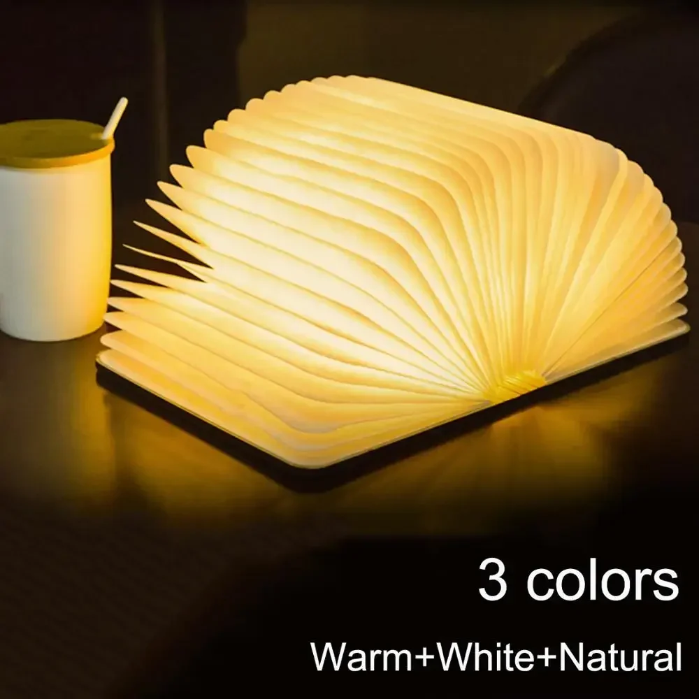 Portable 3 5 Color 3D Creative LED Book Night Light Wooden 5V USB Rechargeable Magnetic Foldable Desk Table Lamp Home Decoration