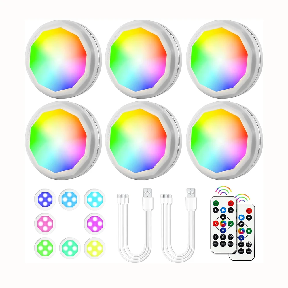 USB Rechargeable DC5V RGB Color Led Cabinet Light with Remote Controller Dimming Lamp Home Decoration for Bedroom Closet Foyer