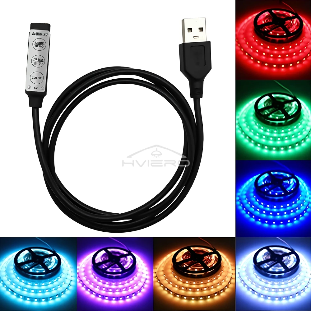 RGB Controller DC 5V Led Dimmer Switch 3Key 4Pin Female Connector LED Light Strip Color 19 Dynamic Mode Home Lighting Decoration