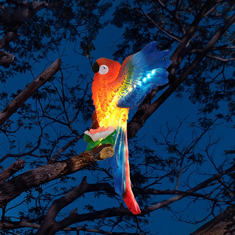 Luminous LED Colorful Parrot Lamp Outdoor Atmosphere Resin Craft Decoration Garden Waterproof Animal Lawn Lamp Landscape Light