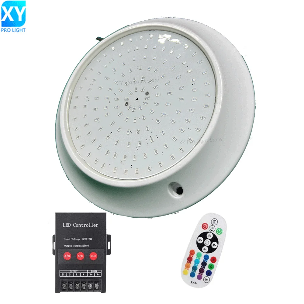 RGB LED Pool Light 25W RF Radio Frequency Control DC12V Waterproof Outdoor/Indoor Underwater Landscape Lamps Fountains and Pools