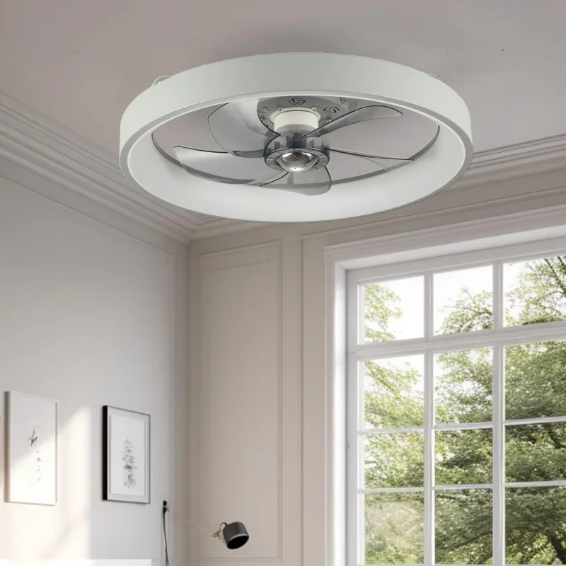 Modern ceiling fan with light 3-color LED ceiling light low floor bedroom dining room home decoration silent electric fan light