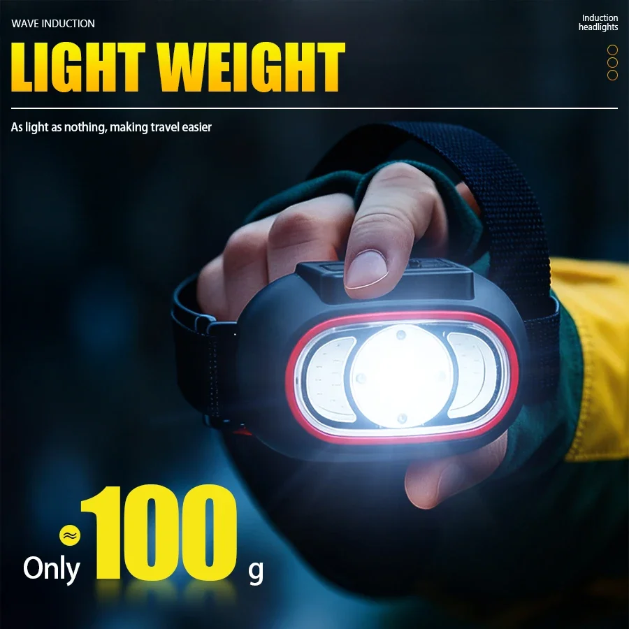 C2 Powerful 4 LED Sensor Headlamp USB Rechargeable Headlight Led Head Torch Camping Search Light Head Flashlight Fishing Lantern