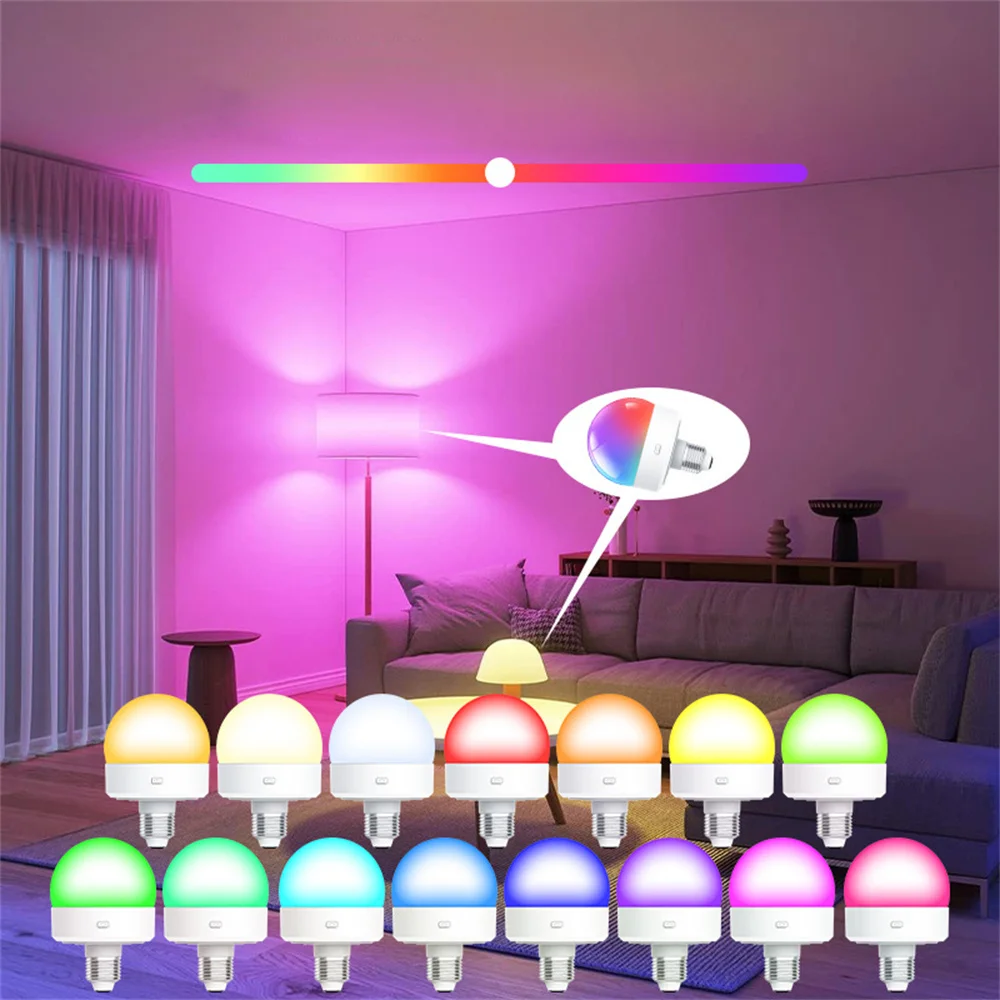 E26/E27 Base RGB Color Indoor Led Bulb USB Rechargeable Party Decoration Timer 2 Light Mode for Wedding,New Year,Christmas