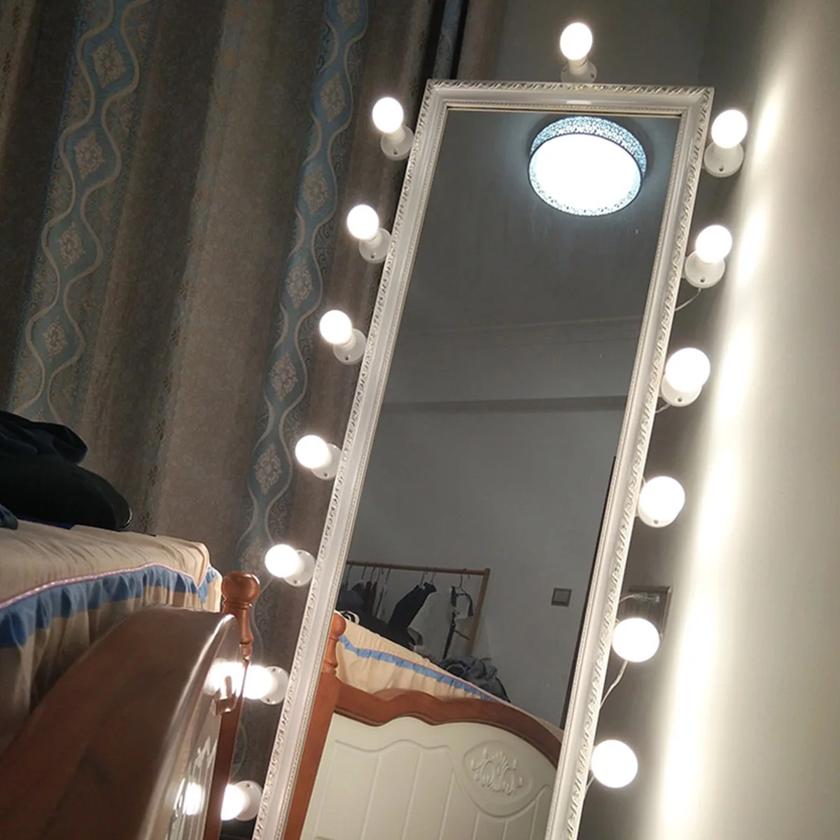 1Set LED Mirror String Lights 3 Colors Adjustable Brightness USB Powered Eye Protection No Flicker Easy Indoor Outdoor Use