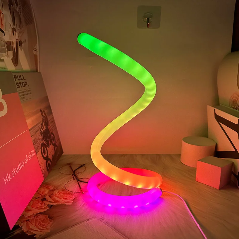 RGB Colorful Spiral LED Desk Lamp 2025 New Simple Dimming USB Power for Bedroom Office Home Decoration Atmosphere Night Light