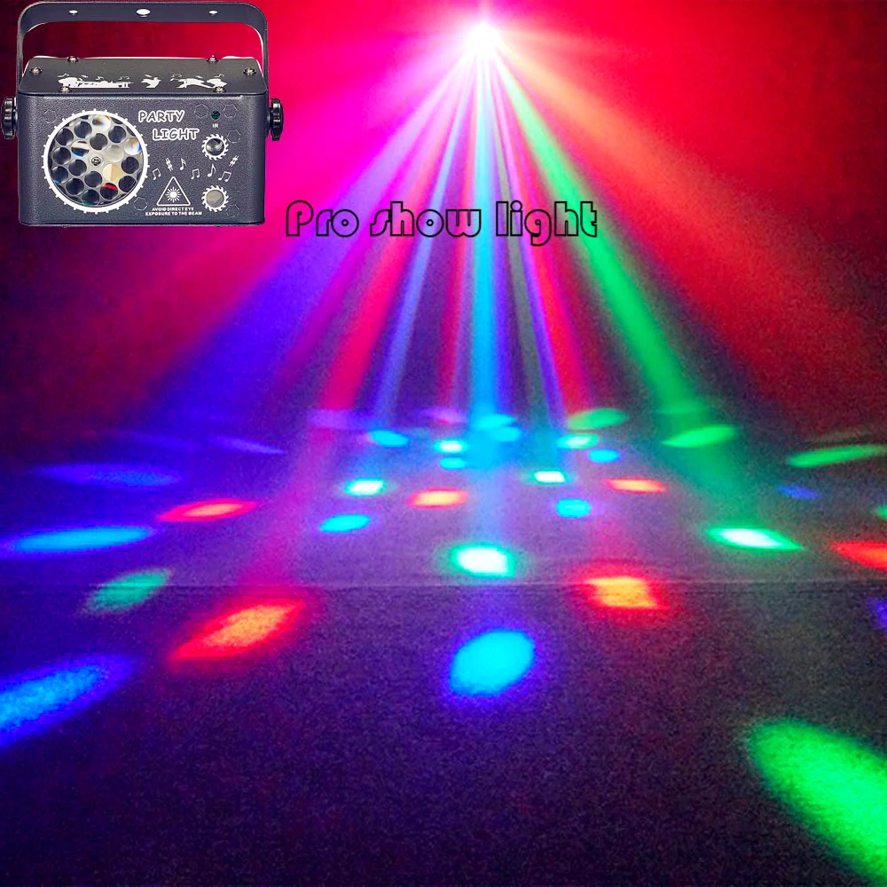 3in1 Kaleidoscope Party Light LED RGB Pattern Projection Light Sound Activated Laser Light LED Strobe Light Holiday WeddingDecor