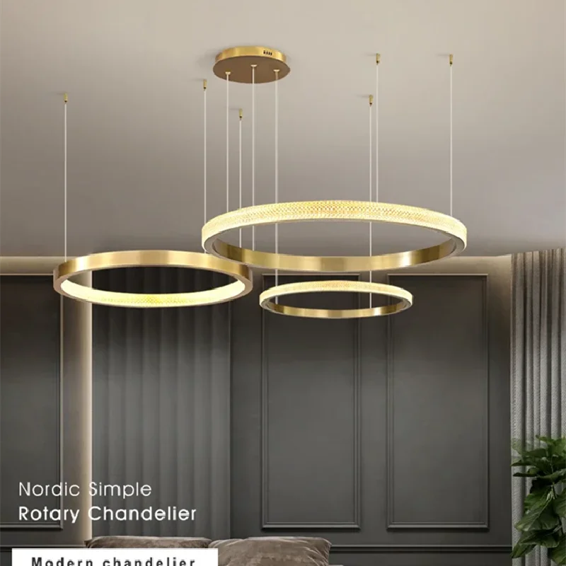 2025 New Ring Chandelier Modern Adjustable Ceiling Light with Acrylic Shapes DIY Pendant Lamp for Home Office Decor Fixtures
