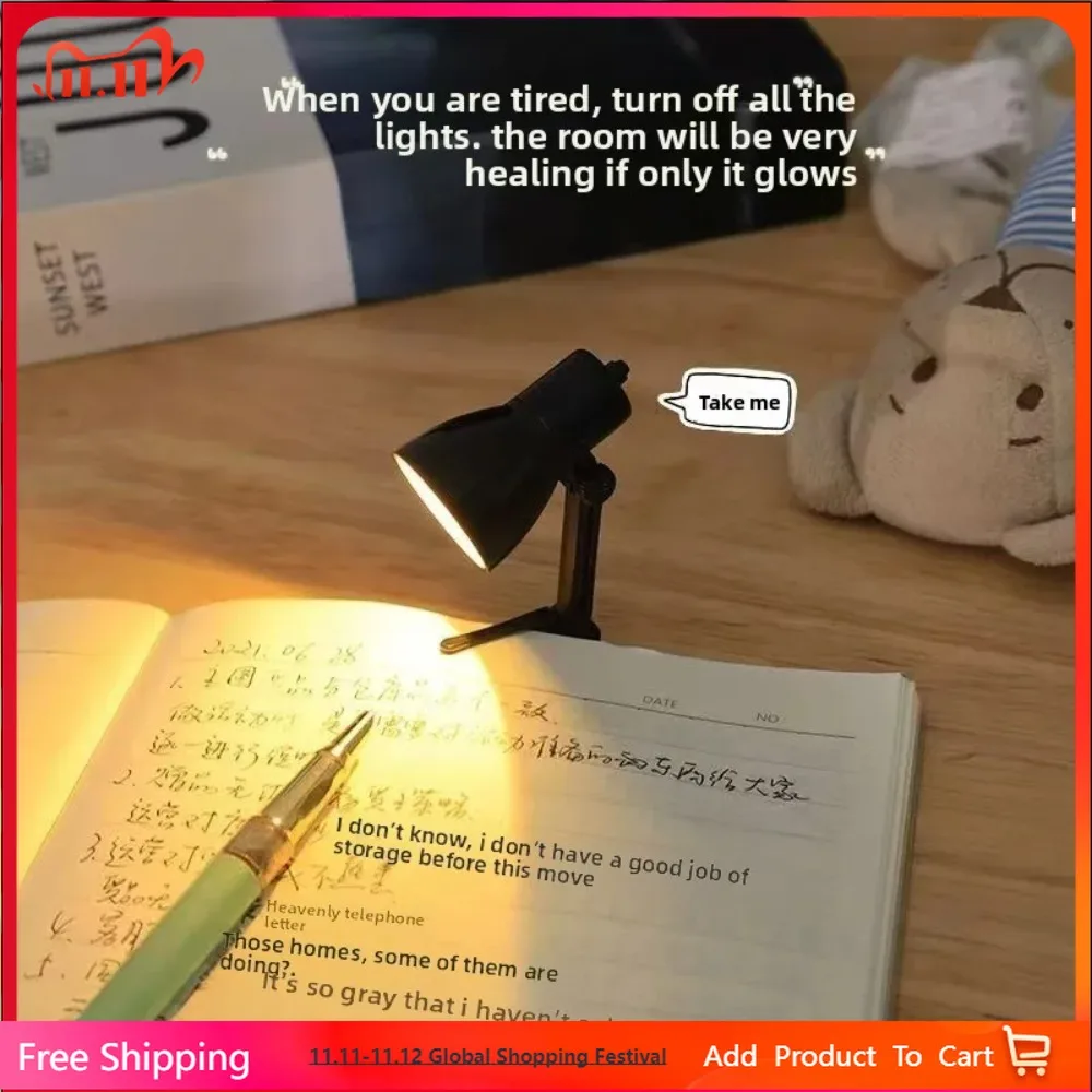 Mini LED Night Reading Book Light Foldable Table Lamp Dormitory Bedroom Creative Bedhead Lights Home Decorations Doll House Lamp