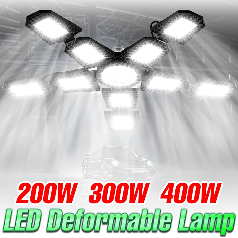 400W LED Light Bulb E27/E26 Ceiling Lamp Foldable Deformation Spotlights Home Basement Workshop Warehouse Indoor Garage Lighting