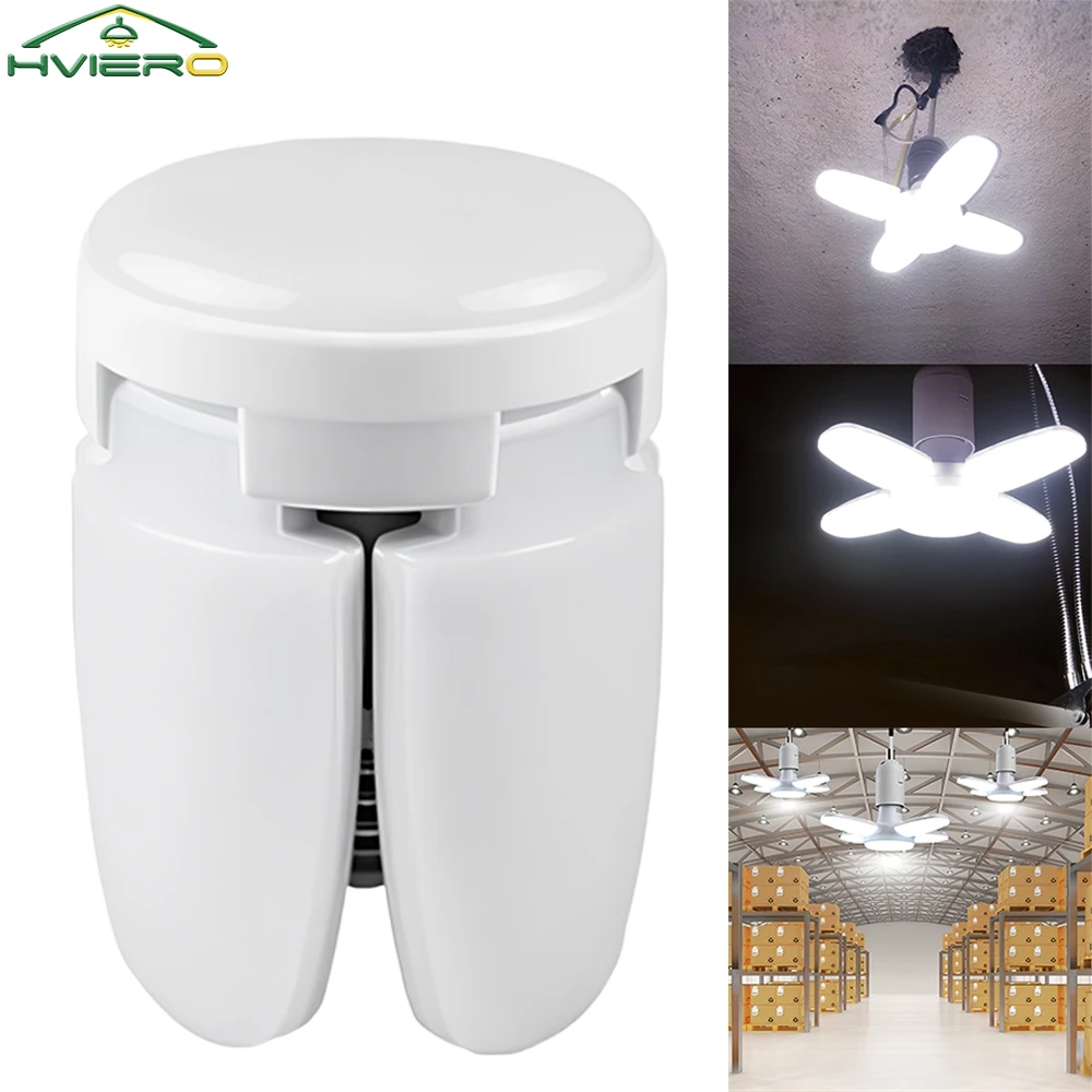 1/2/4X Fan Shape LED Bulb E27 LED Lamp Foldable 28W 220V Or 85V-265V Light Bulbs Home Living Room Warehouse Garage Ceiling Light